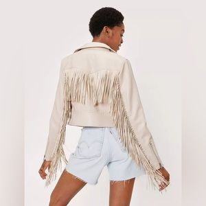 Faux Leather Fringed Moto Jacket